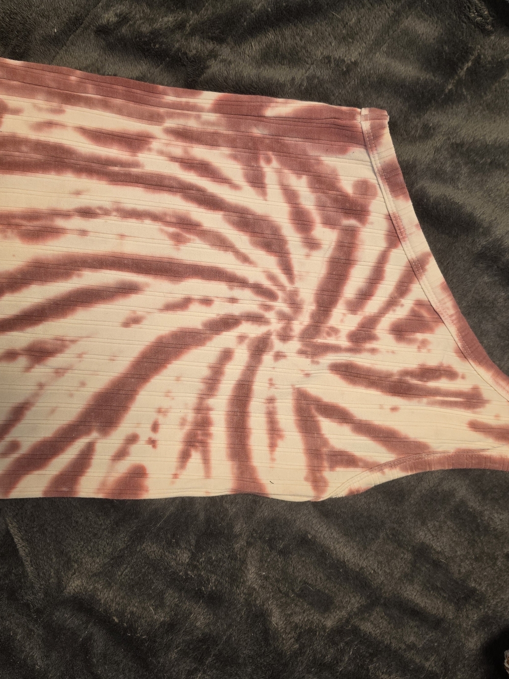 American Eagle Outfitters Pink and Cream Tie-Dye Ribbed Tank Top